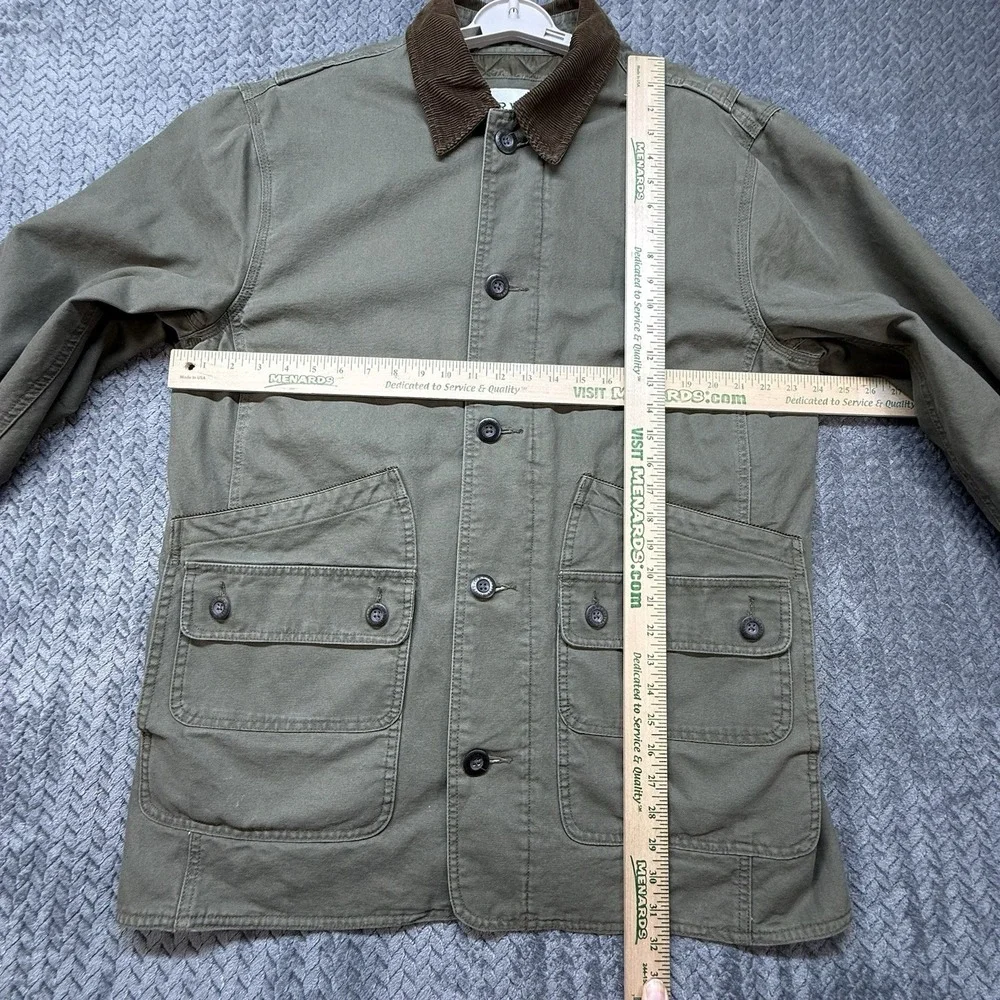 Orvis Field Jacket Men's L Olive Quilted Lined Barn Chore Coat Corduroy Collar